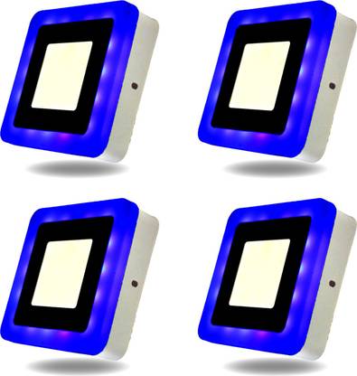D'Mak 6W LED Side Blue Square Surface Panel Light Ceiling 3D Effect Lighting (Double Color) pack of 4 Recessed Ceiling Light Ceiling Lamp