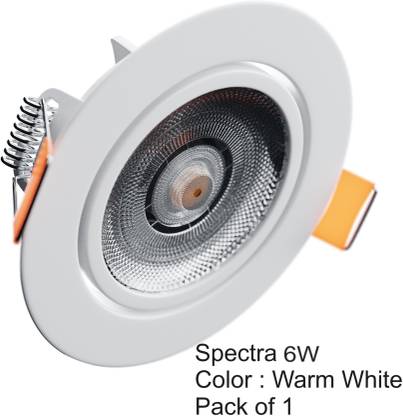 Nortek Spectra 6W Led Ceiling Downlight Adjustable Tiltable COB Warm White Pack of 1 Recessed Ceiling Light Ceiling Lamp