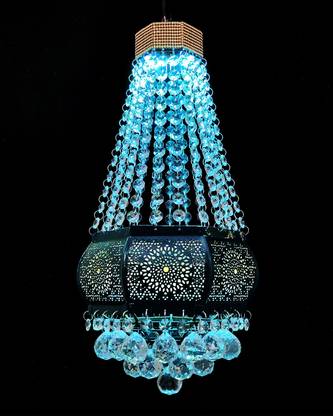 Interior Handicraft Multi-Colour Glass Crystal Hanging LED Jhumar Pendant Light 12-Watt Jhoomar Chandelier Ceiling Lamp