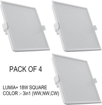 Nortek Lumia+ 18W Square 3in1 Led Panel Light Color Changing Led Light Pack of 3 Recessed Ceiling Lamp