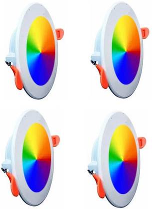 Brightstar Maxa 10-Watts 7-in-1 Multicolour Round Led Conceal Down Light Pack of 4 Ceiling Light Ceiling Lamp