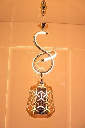 Swanart Gold Spiral Pendant LED Light With Decorative Cutout Design & Adjustable Height Pendant Lamp Ceiling Lamp
