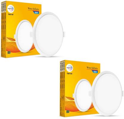 Wipro Garnet 6W Round LED Wave Infinity Panel Cool White (6500K) Pack of 2 Ceiling Light Ceiling Lamp