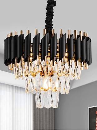 एफ्रोडाइट crystal Black Gold polish metal 400mm chandelier hanging ceiling pendant jhoomer झूमर  सीलिंग लैंप