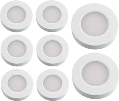 Hybrix LED Cabinet Light, Cupboard Light, Striker Light (3 Watt) Natural Warm White Color, Magnetic Elegant Cover, Surface mounted (PACK OF 8) Recessed Ceiling Light Ceiling Lamp