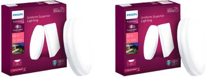 PHILIPS Full Glow 12-watt Round LED Surface Downlighter,Natural White, Pack of 2 Ceiling Light Ceiling Lamp