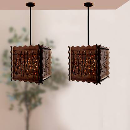 VAH Wooden Natural tree Design Ceiling Lamp for Home Deocr (Brown, Pack of 2) Ceiling Light Ceiling Lamp