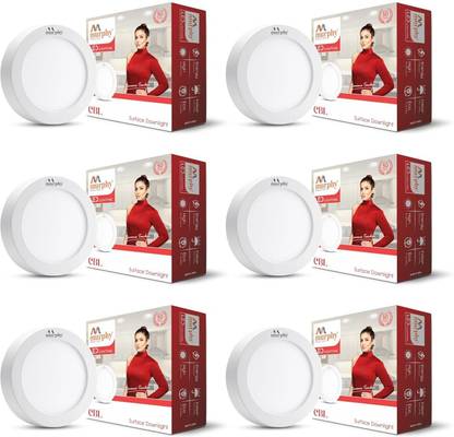 MURPHY LED 9 Watts CBL Round Surface Down Light, Pack of 6, Natural White Ceiling Light Ceiling Lamp