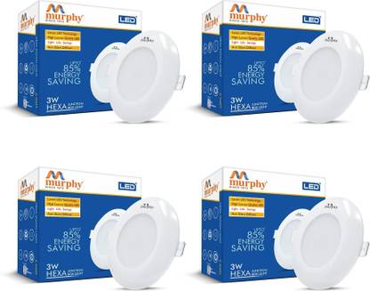 MURPHY Hexa Deep Junction Box Downlight LED (Cool White, 3W) Pack of 4 Ceiling Light Ceiling Lamp