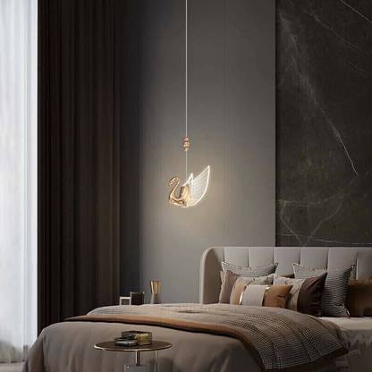 Blissbells LED Rose Gold Swan Bedside Hanging Pendant Pendants Ceiling Lamp