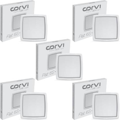 Corvi Flat 6S LED Panel Light| Driverless, Dimmable, 15W, Pack of 5| Warm White 3000K Ceiling Light Ceiling Lamp