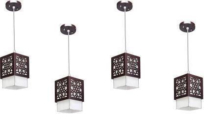 Gojeeva Wooden Hanging Lamp Without Bulb(PACK OF 4) Pendants Ceiling Lamp