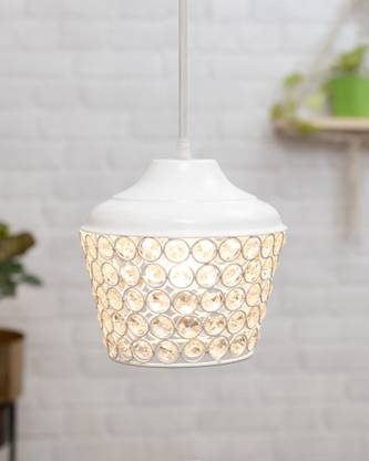 Homesake 6.5" Glossy White Crystal hanging lantern ceiling light, Nordic E27 pendant Pendant Lamp Ceiling Lamp