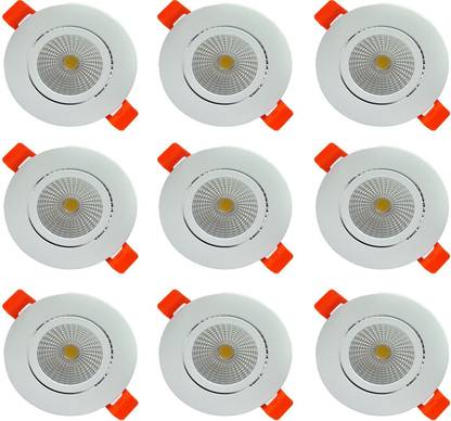 GALAXY LED Ceiling COB Spot Light - 6 Watt - Round - White (6000K) Tilt Pack of 9 Recessed Ceiling Light Ceiling Lamp