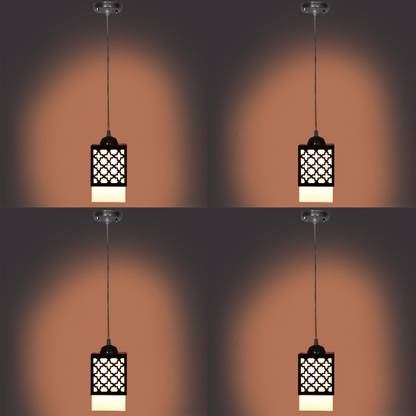 Gojeeva Wooden Hanging Lamp Without Bulb(PACK OF 4) Pendants Ceiling Lamp
