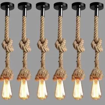DONERIA Pendant Rope Lights for Ceiling Hanging Lights (Bulb not included - Pack of 6) Pendants Ceiling Lamp