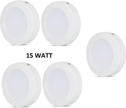 Nightstar 15 Watt Round LED Ceiling Surface Panel Down Light Pack of 5 Recessed Ceiling Lamp