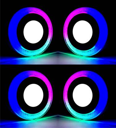 Hybrix LED Surface Mounted Light 6 Watt [3+3 Watt] Down Light, Ceiling Light, Surface light, Dual Color 3D Effect Super Bright RGB MULTICOLOR & White Combination, 4 Inch Diameter, No Need To Cut Ceiling (PACK OF 4) Surface Ceiling Light Ceiling Lamp