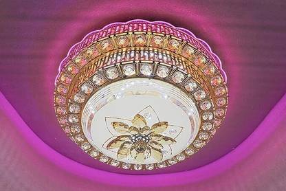ORAB Crystal Ceiling Round Light and Modern LED Chandelier light 16 inch Chandelier Ceiling Lamp
