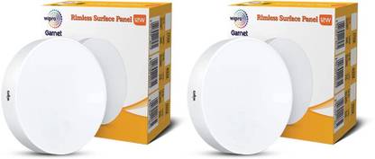 Wipro Garnet 12W Rimless Round LED Surface Panel|WarmWhite| Pack of 2 Recessed Ceiling Lamp