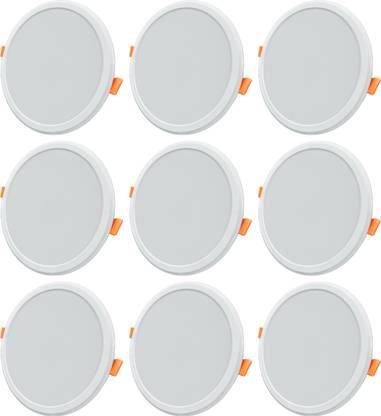 ASTER LITE 20-Watt Slim Round LED Panel/Ceiling Light (Cool White, Pack of 9) Recessed Ceiling Lamp