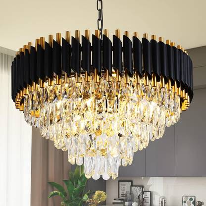 Aphrodite crystal Black gold polish metal 600m chandelier hanging ceiling pendant jhoomer Chandelier Ceiling Lamp