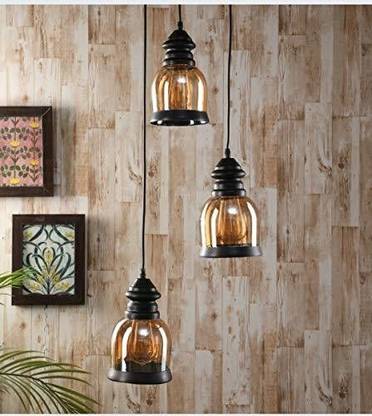 Lyse Decor 3 Lights Antique metal & Glass Chandelier for Home, Restaurant, Clubs etc Chandelier Ceiling Lamp