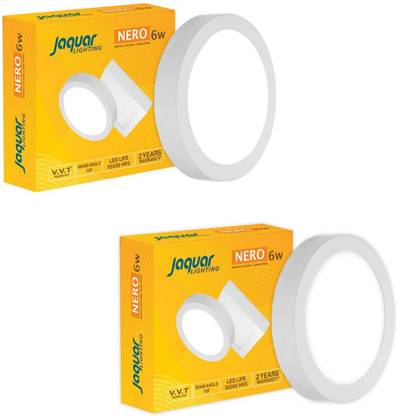 Jaquar Lighting 6-Watt LED Nero Surface Mounted Round (Pack of 2) Recessed Ceiling Lamp