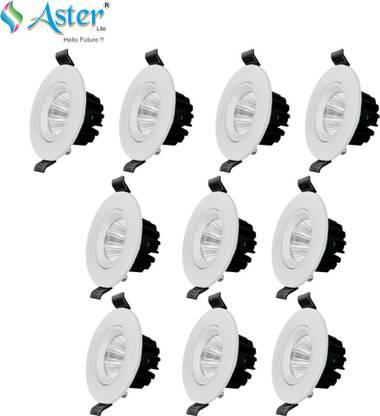 ASTER LITE 4W LED COB Spot Light/Focus Light Round Movable (Warm White, Pack of 10) Recessed Ceiling Lamp
