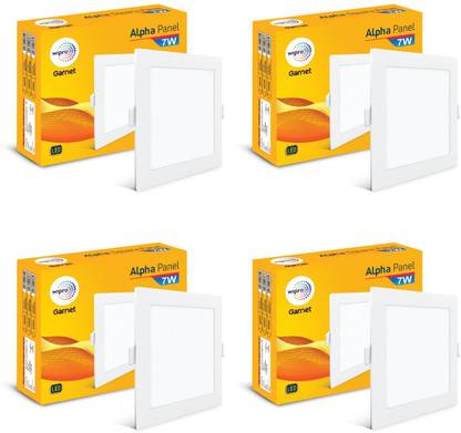विप्रो 7 W Alpha Panel Square 2700k (Pack of 4 ) सीलिंग लाइट  सीलिंग लैंप