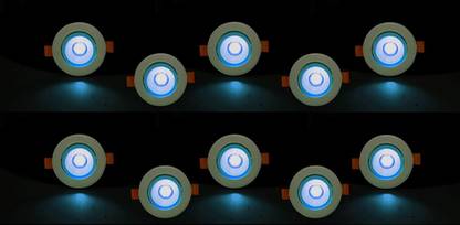 D'Mak D’Mak™ 1 Watt LED COB/Spot Light/Button Light (Blue) Square Driver Included pack of 10 Recessed Ceiling Lamp