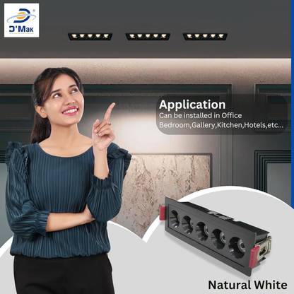 D'Mak D'Mak 5 Eye 10 Watt Linear Cob Light Black Body with Black Reflector Cob Light Ceiling Lamp