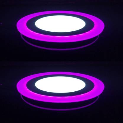 GALAXY 12 watt (6+3) LED Round Panel Light Ceiling POP Down Indoor Light LED 3D Effect Lighting (Double Color) Pink & White pack of 2 Recessed Ceiling Lamp