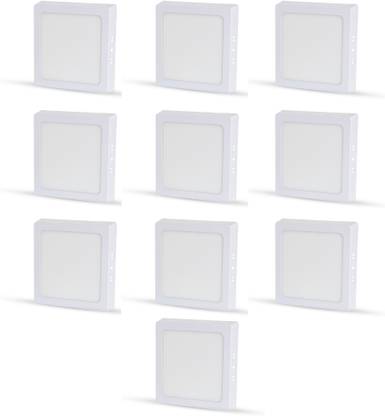 D'Mak 8 Watt Square LED Surface Mounted Panel Light, Cool White Mounted Panel Cool White Pack Of 10 Recessed Ceiling Lamp
