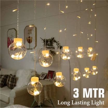 पिक यूर नीड्स 3 Metre 12 Wish Ball 120 LED Curtain String Light 8 Mode for Festival Decoration सीलिंग लाइट  सीलिंग लैंप
