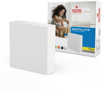 Polycab 12W Scintillate Square Frameless Cool Day Ceiling Light Ceiling Lamp
