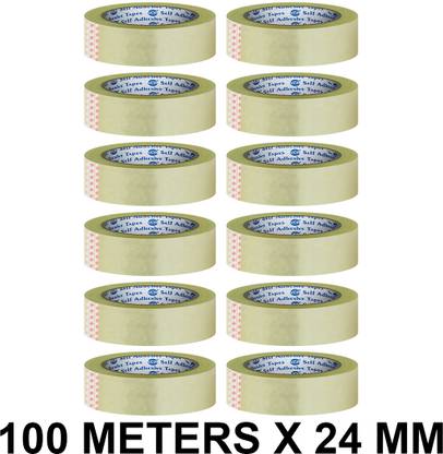 VCR Self Adhesive Transparent Cello Tape - 100 Meters In Length - 24mm / 1" Width - 12 Rolls Per Pack Single Sided Handheld Transparent Tape (Manual)