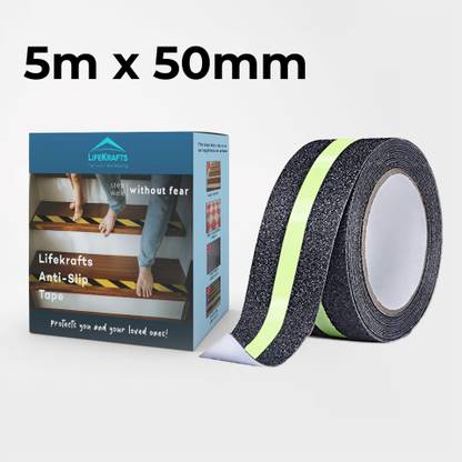 Lifekrafts Anti Slip Glow Tape Anti Skid Glow In Dark Strip In Middle Dispenser (5 meter 50mm) Anti Skid Glow Tape (Manual)