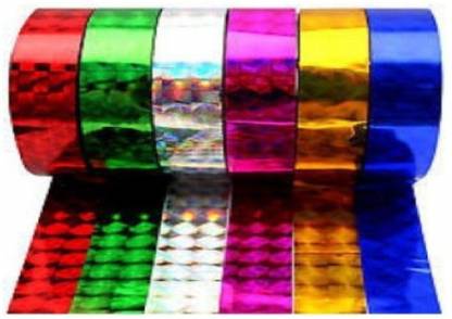 Stylewell Pack of 6 (2.5cm & 20 Mtr Each) Self Adhesive Glitter Tape Rolls For Gift Wrap