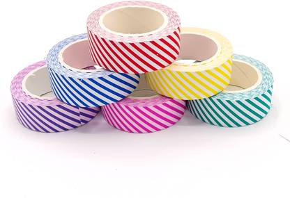 Gold Leaf Single Side Handheld Obique Line Paper Tape For Diy Art & Craft Scrapbook Album 5M X 15MM (Manual)