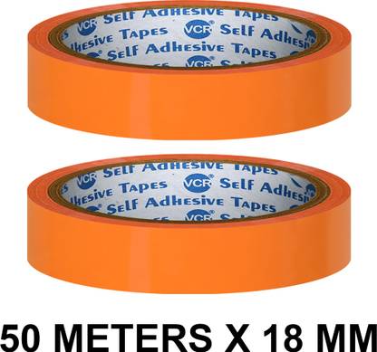VCR Orange Color Tape - 50 Meters in Length - 18mm / 0.75" Width - 2 Rolls Per Pack Handheld Orange Color Tape (Automatic)