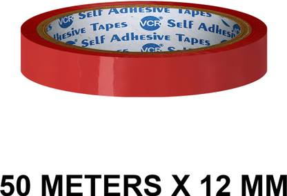 VCR Red Color Tape - 50 Meters in Length - 12mm / 0.5" Width - 1 Roll Per Pack Red Color Tape - 50 Meters in Length - 12mm / 0.5" Width - 1 Roll Per Pack Handheld Color Packaging Tape (Manual)