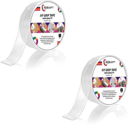 Robustt Double sided Transparent Heavy Duty Heat Resistant Multi Functional Washable and Sticky Tape Dispenser (Manual)