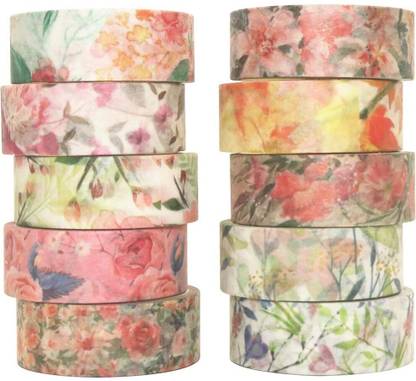 HASTHIP 10 Roll Spring Flower Washi Tape Set Masking Decoration Tape Decorative Adhesive Tape Washi Tape (Manual)