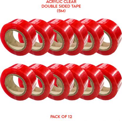 LXMI Heat Resistant Adhesive Tape (5 Meter) (Pack of 12) Clear Double Sided Tape (Manual)