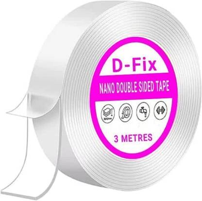 Dfix Washable Strong Sticky Transparent Tape Nano Magic Tape Handheld Nano Double Side Tape Adhesive Grip Tape (Manual)