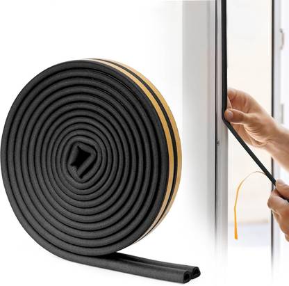 Sindhia Perimeter, DIY 3M, Soundproof & Weatherproof Strip, EPDM D Shape, 18Feet Anti-Collision Self-Adhesive Wind-Proof Door And Window Sound Insulation Strip Door Mounted Door Stopper