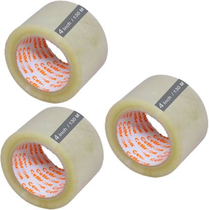 Cellroon Cello Tape Transparent Tape (4 Inch) (130 Meter) Set Of 3 (Manual)