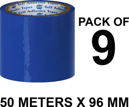 VCR Blue Color Tape - 50 Meters in Length - 96mm / 4" Width - 9 Rolls Per Pack Handheld Color Packaging Tape (Manual)
