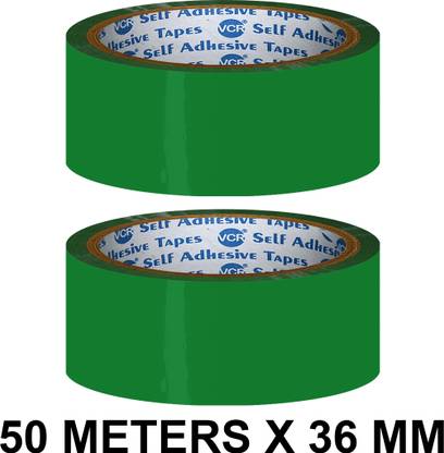 VCR Green Color Tape - 50 Meters in Length - 36mm / 1.5" Width - 2 Rolls Per Pack Handheld Green Color Tape (Manual)